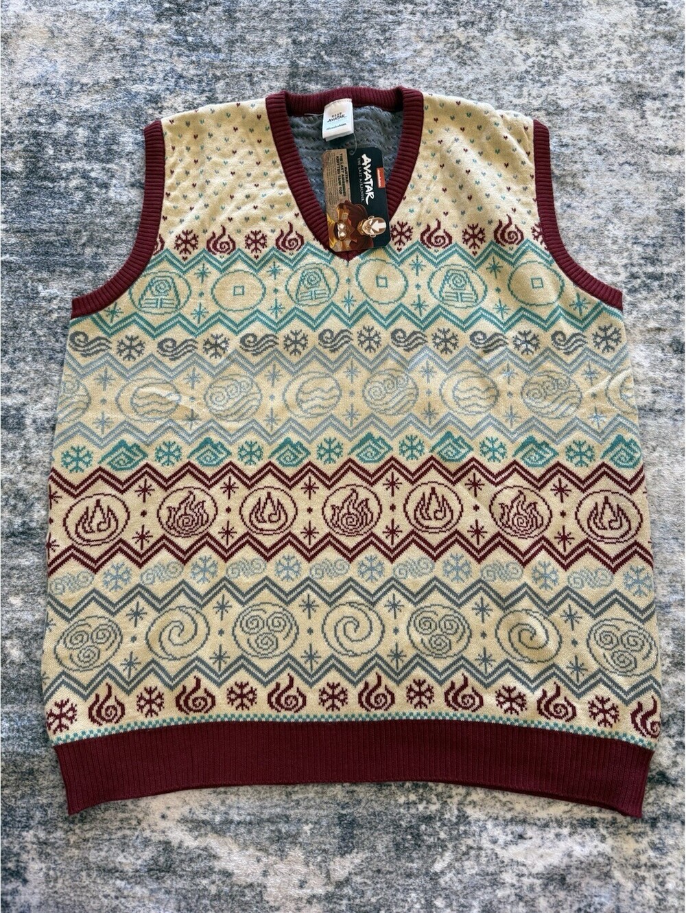 Avatar The Last Airbender Sweater Vest 2XL NWT Nickelodeon Fair Isle Knit